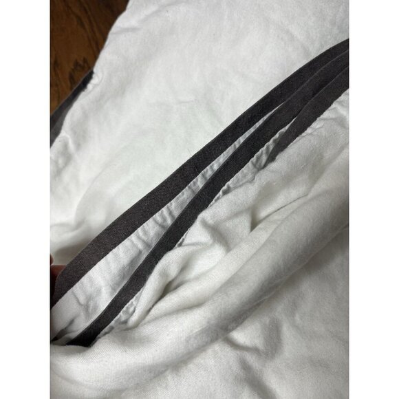 West Elm KING Cotton Linen Duvet Cover King Size White Brown Edge Button Closure - Picture 3 of 5